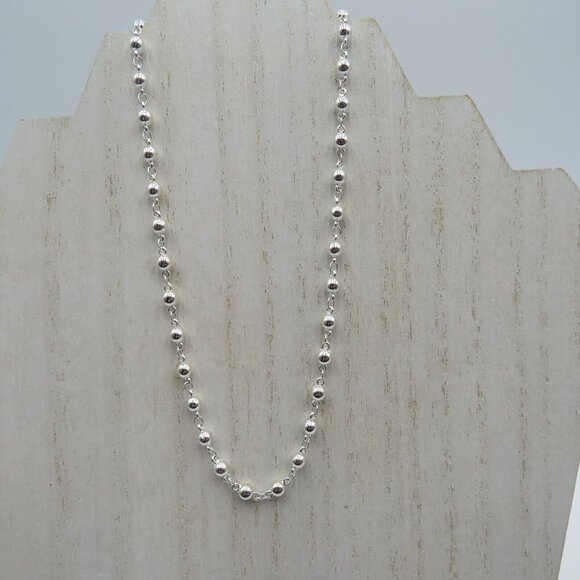 Napier Jewelry - Napier Necklace Silver Tone 18" Station Multi Bead Chain Link Spacers Vintage